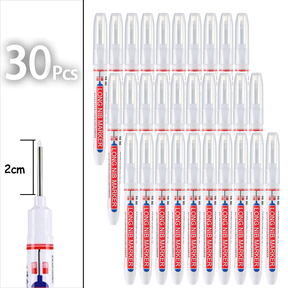 Rotuladores de cabeza larga impermeables de 2cm, rotulador de Agujero profundo para herramientas de carpintería de carpintero de Metal, Blanco/rojo/negro/azul/verde, 5-100 Uds.: Gris