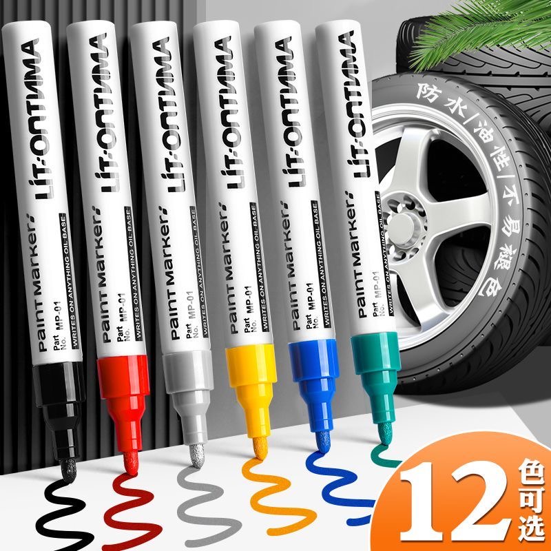 1 stück Bunte Permanent Farbe Marker Wasserdicht Weiß Marker Reifen Lauffläche Gummi Stoff Farbe Metall 12 Farben Farbe Marker Stifte