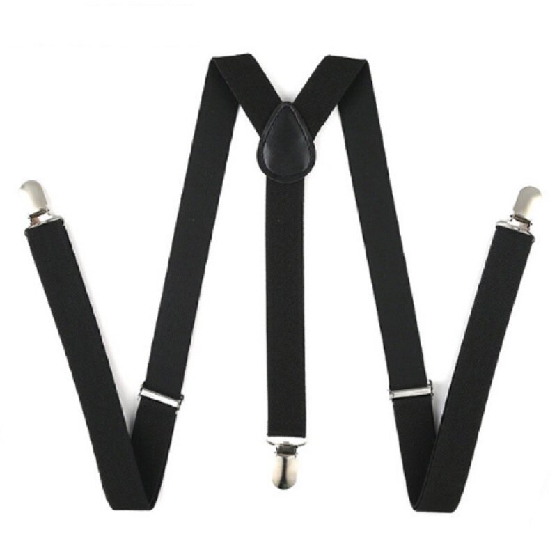 Mens Womens Unisex Clip-on Suspenders Black Elastic Y-Shape Adjustable Braces Jeans Trousers Novelty Clothing Accessories