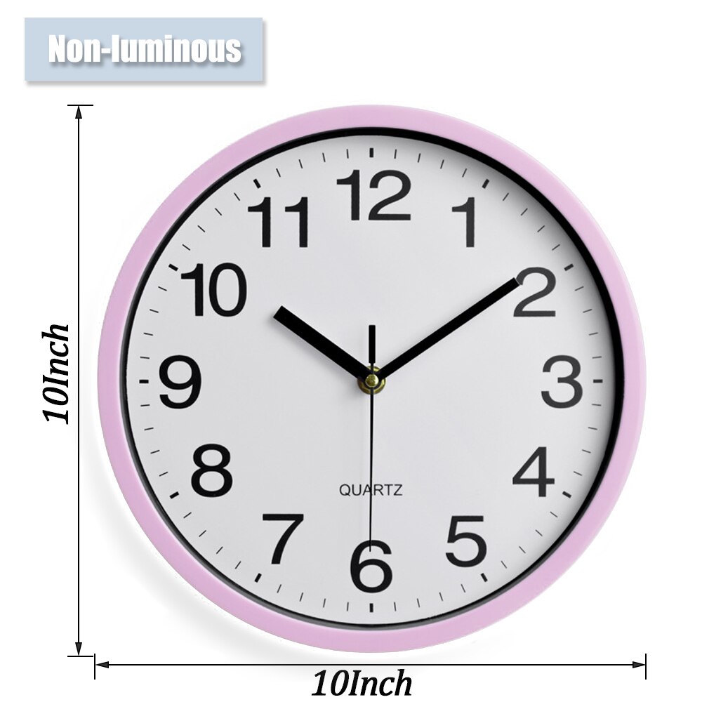 12&#39;&#39; Luminous Clock Round Digital Clock Silent Quartz Watch 10&#39;&#39; Wall Clocks Simple Hanging Wall Clocks Home Bedroom Decoration: Non-luminous Pink
