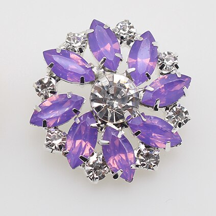 Boutons en résine de protéine cristal strass 28mm, 5 pièces, bouton à tige de fleur bricolage métal couture accessoires décoratifs pour vêtements: Sliver-Purple