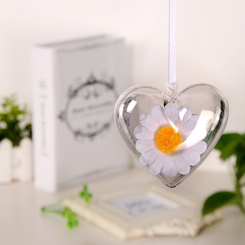 Clear Fillable Heart Baubles Plastic Wedding Favours Christmas Decoration Love