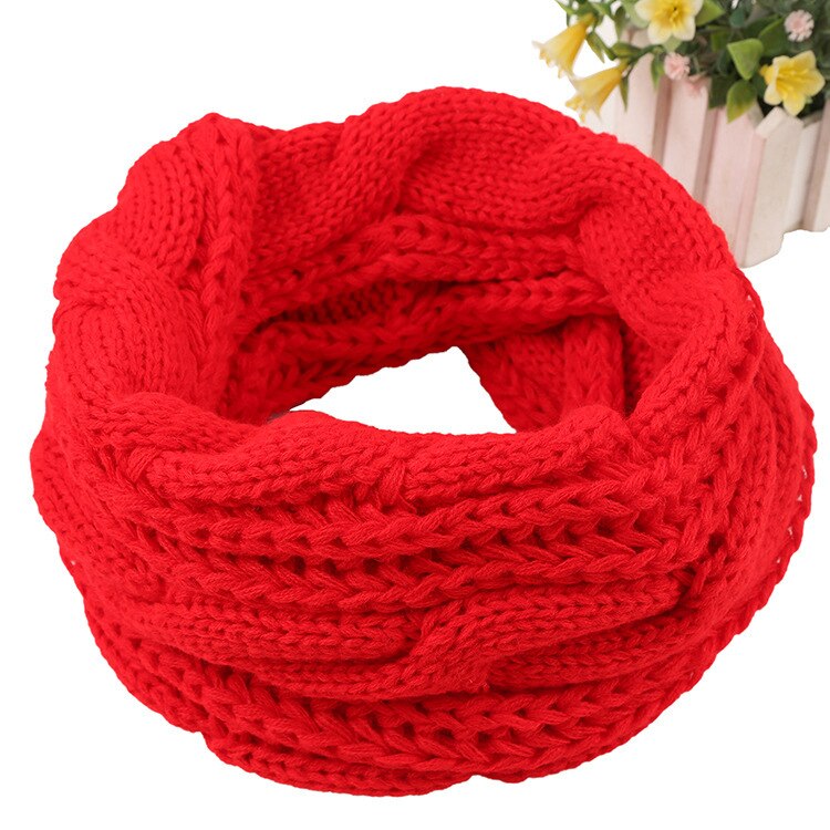 Kvinder tørklæde kvinder strikket snood tørklæde vinter uendelig tørklæder hals cirkel kabel varm blød ring tørklæde kvinde: Rød
