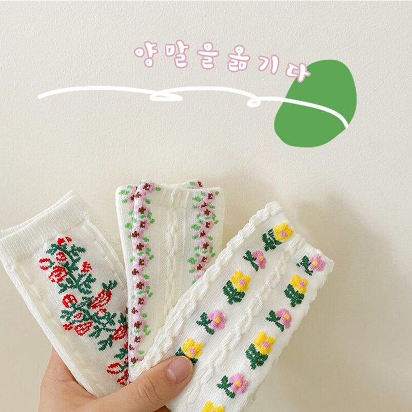 Vintage flower embroidery socks for girls clothes Summer toddler girls tube socks children leg warmers toddler girls clothing ac