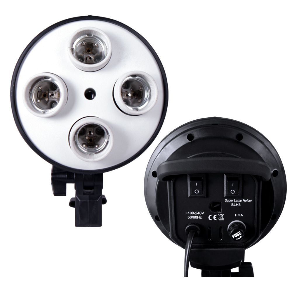 Tripod Softbox 4 Lamp Holder Light Box Lighting Kit Photography Flash 50x70CM E27 Base Camera Feflector Photo Video Shooting: 2 PCS Lamp Holder