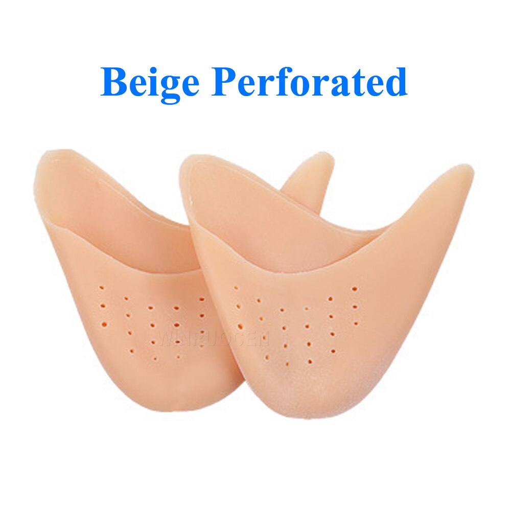 Gel de silicona elástico de para danza del Ballet, Protector para el antepié con agujeros transpirables, plantilla para aliviar el dolor en los dedos del pie: Beige Perforated