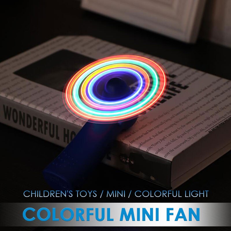 Mini Fan Luminous Toy Colorful Lights Practical Light Windmill Small Fans Child Plaything Color Random Novelty