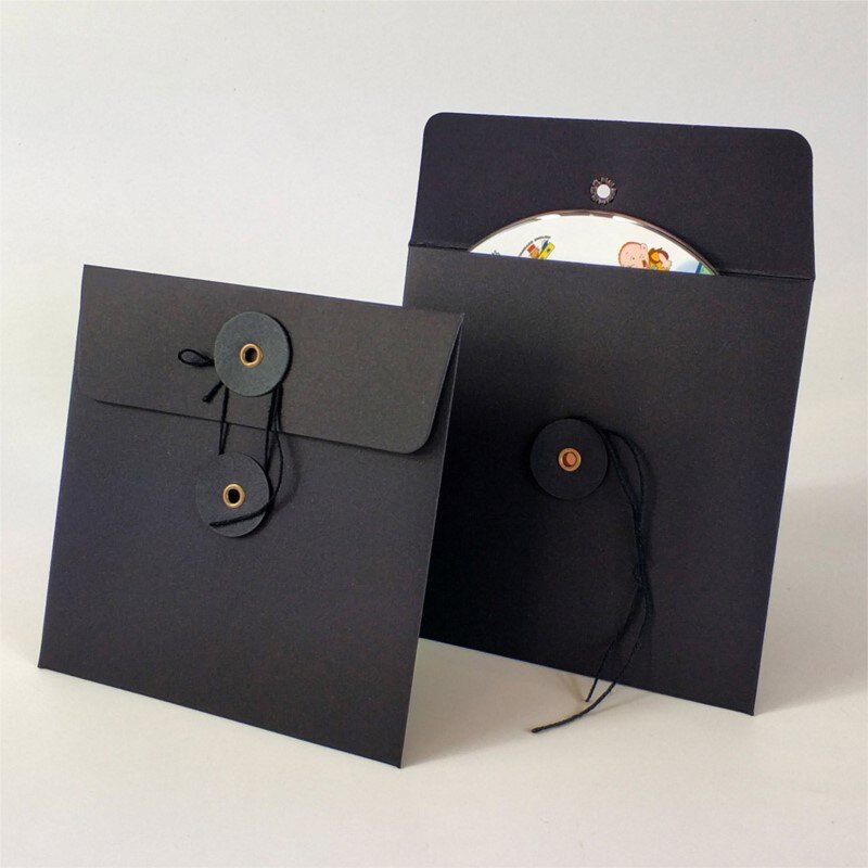 Wedding Cards 50pcs 13x13cm Disc Cd Sleeve Cover Packaging Envelopes Pack Boxes 250gsm Kraft Dvd Paper Bag: BLACK COLOR