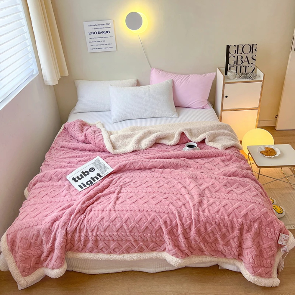 Superweiche Überwurfdecke, hochwertiges, seidiges Flanell-Vlies, 3D-kariert, leichte Bettdecke, ganzjährig einsetzbar, UABouverneur