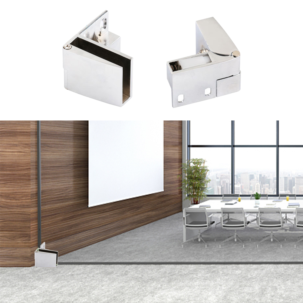 1 pair Self-closing Glass Door Hinge No Drilling Frameless Clamp Side Mounted Zinc Alloy Hardware Furniture Accessories
