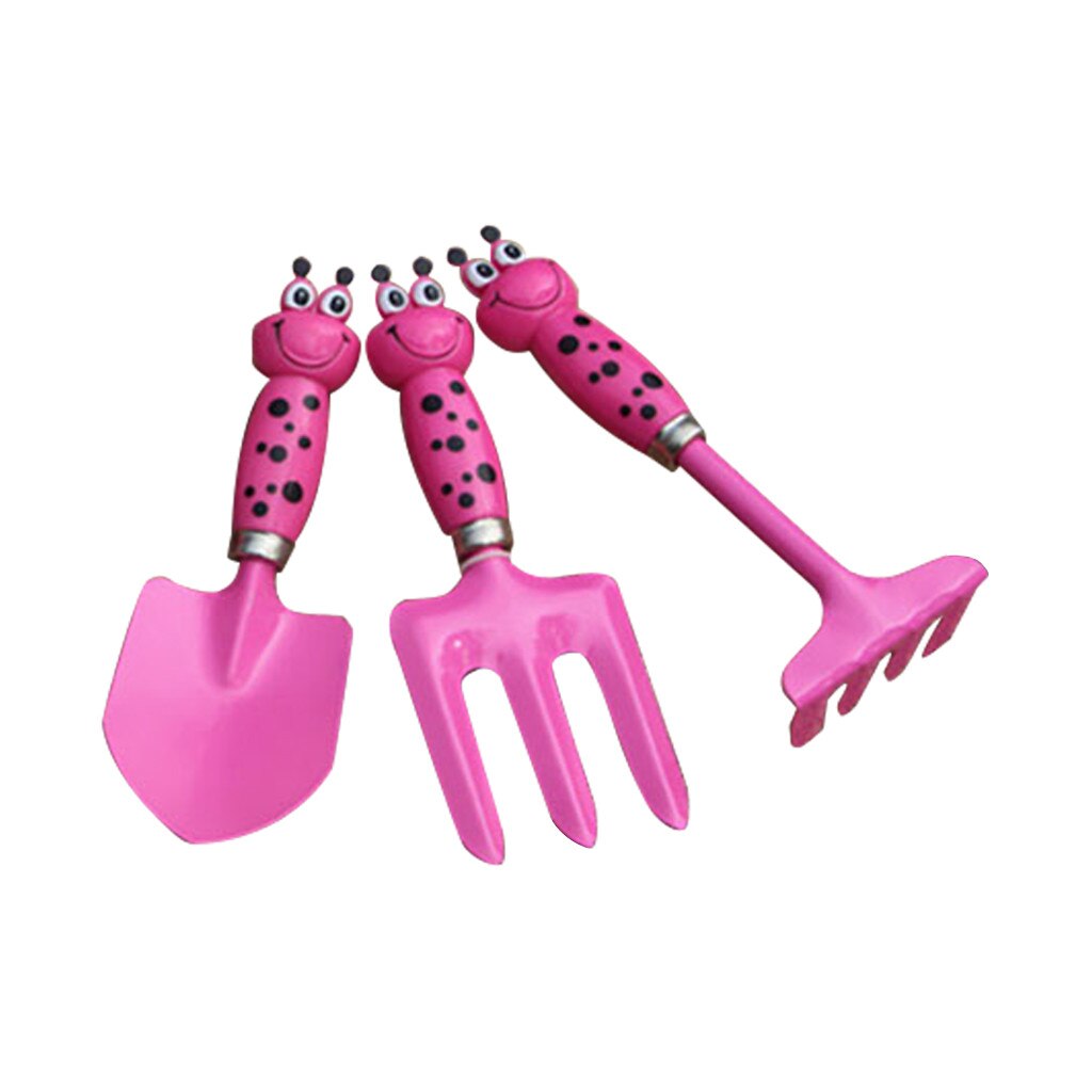 Jouet magique pour enfants, petite pelle, râteau, outil de plage amusant, poignée en plastique, jeu de jardinage en métal: Rose