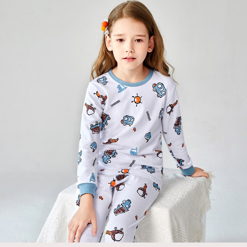 Cartoon Children Long Sleeve Pajamas Boy Girl Spring Autumn Sleepwear Baby Nightwear Suit Child Clothes Kids Lovely Pyjamas Set