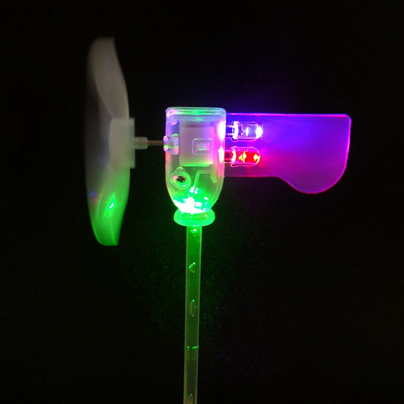 Self-luminous Wind Turbine with Base, Blue, Red, Green LED Windmill, 360 Degree Rotation, Wind Power Landscape Light G031