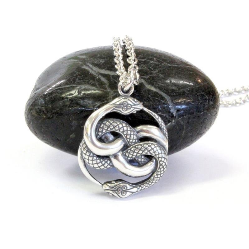 Auryn Dubbele Ouroboros Slang Hanger Ketting Zilver Kleur Charm Chain Kettingen Voor Vrouwen Mannen Punk Party Mode-sieraden: Default Title