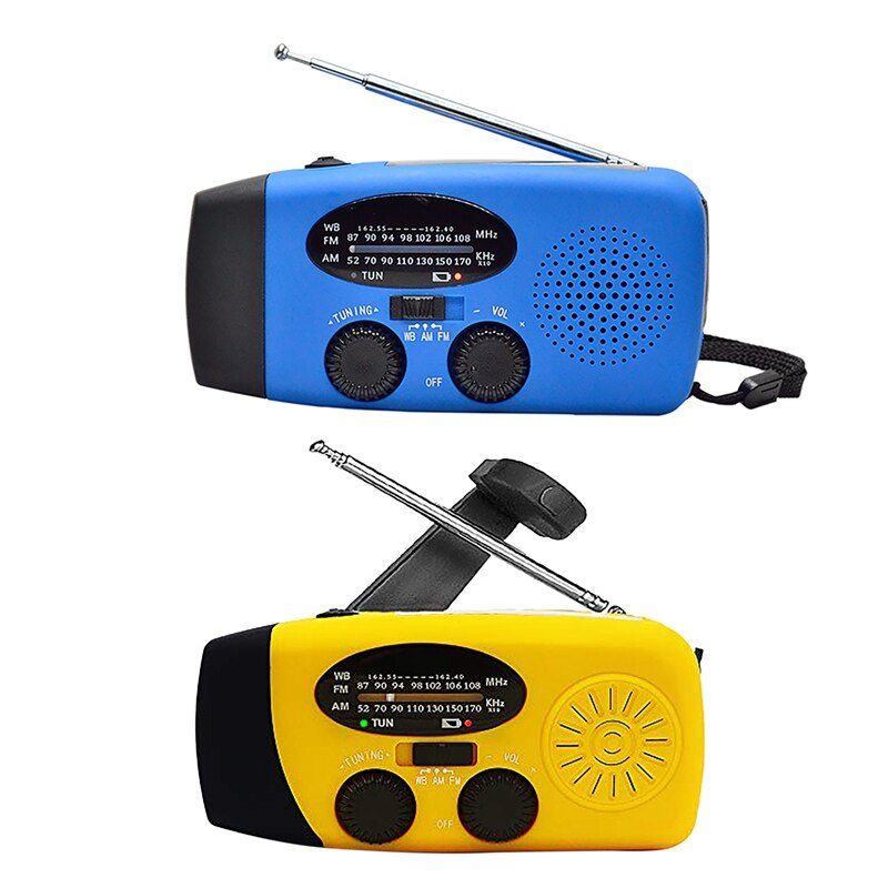 Solar Radio Emergency AM/FM/NOAA Weather Radio 1000MAh Hand Crank Radio with 3 LED Flashlight