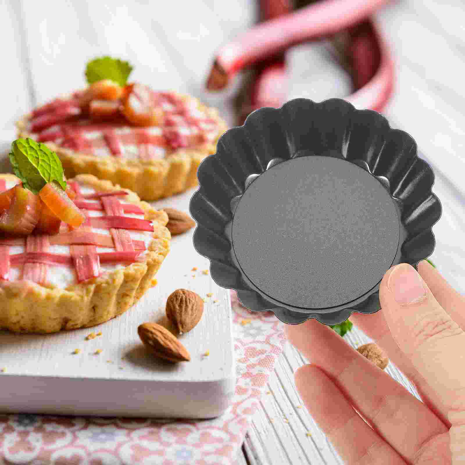 Mini sartenes con fondo extraíble para Mousse, moldes para hornear pasteles, postres, parte inferior estriada, herramienta de cocina resistente para hornear