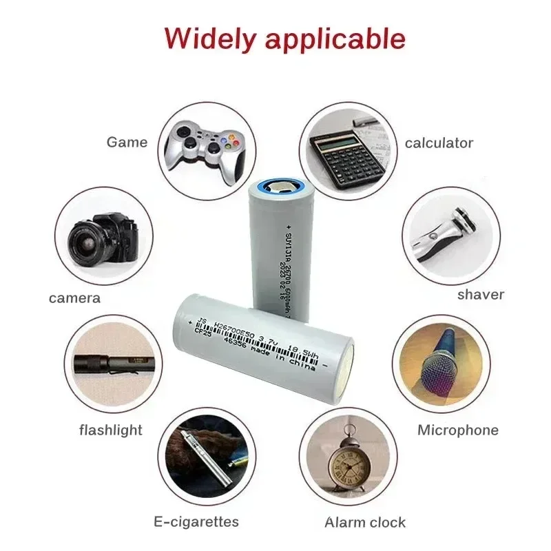 26700 Power Battery 3.7V 6000mAh Rechargeable Lithium Batteries for Electric Scooters Vehicle Tricycle Energy Storage Flashlight