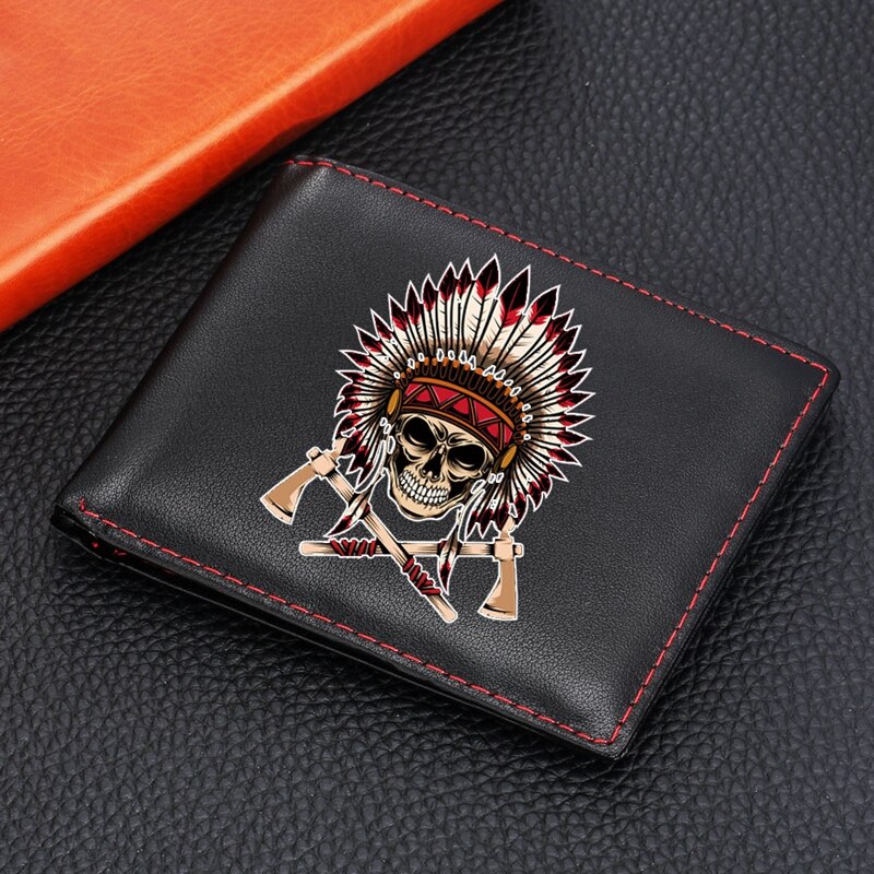 Indische Alte Mann Retro Porträt Leder Geldbörsen Bifold Kurzen Münze Geldbörsen Kreditkarte Halter Männlichen Geldbörse carteira masculina