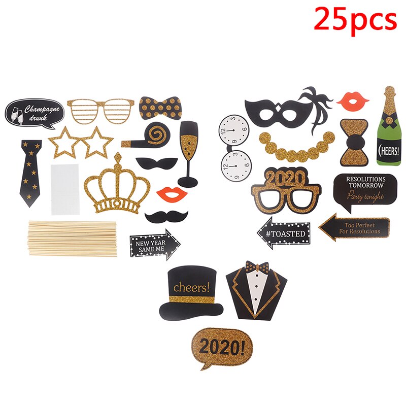 Gelukkig Nieuwjaar Photo Booth Props Xmas Party Decoratie Fotolijst Gelukkig Nieuwjaar Geschenkdoos Label Stickers Kerst supply: 2