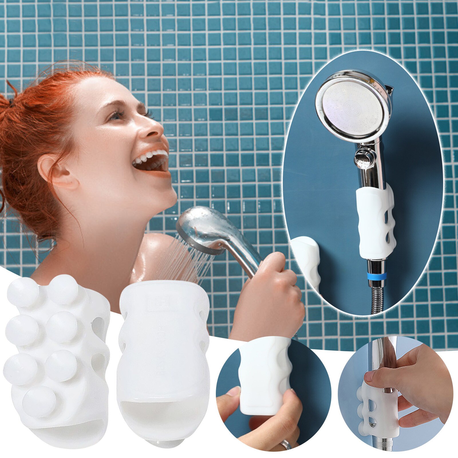 Douchekop Siliconen Gratis Perforatie Gratis Stickers Douche Houder Base Douche Montagebeugels