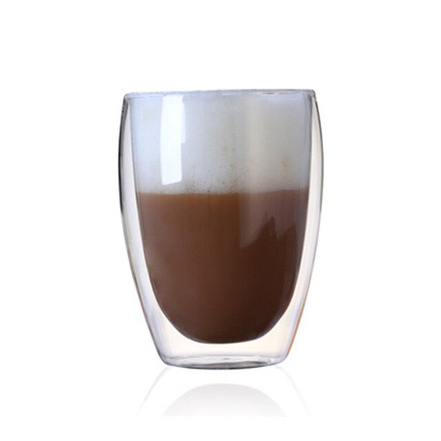 Dubbelwandige Koffie Cup Met Handvat Thermische Isolatie Dubbelwandige Glas Cups Creatieve Melk Cups: F 350ml