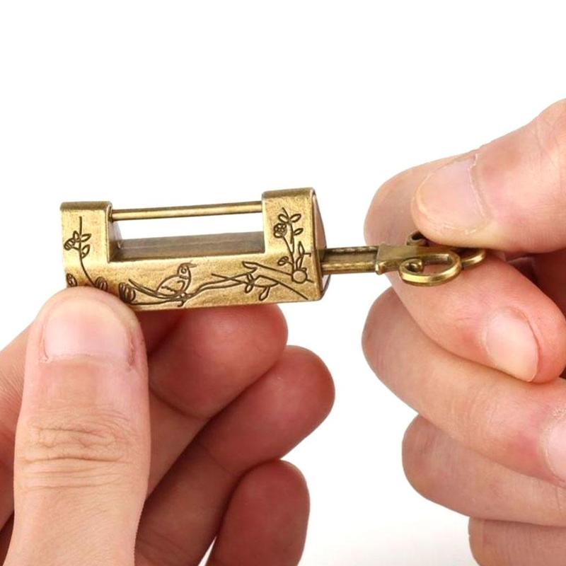 Mot de passe cadenas serrure métal chinois Vintage Antique rétro clé bijoux combinaison Bronze/noir serrures Bronze Mini mot de passe
