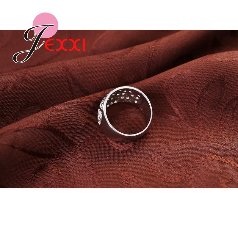 925 Sterling Silber Ehering - Damen Verlobungsring mit Strass - Geometrischer Zirkonia