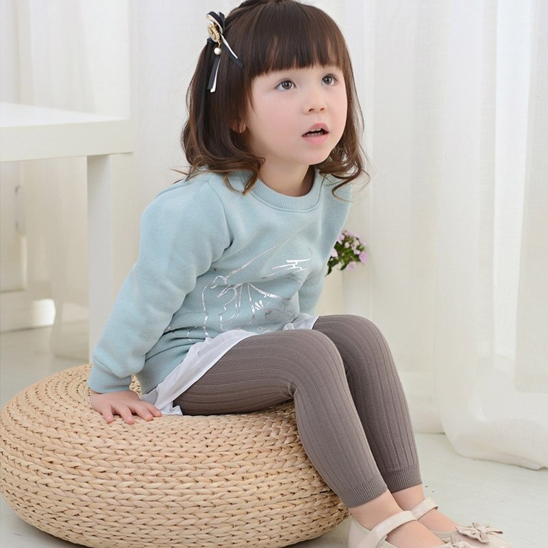 Soft Cotton Knit Warm Baby Tights For Girls 3-5 Years Solid Color Baby Girl Tights Kids Pantyhose Clothes Winter Autumn