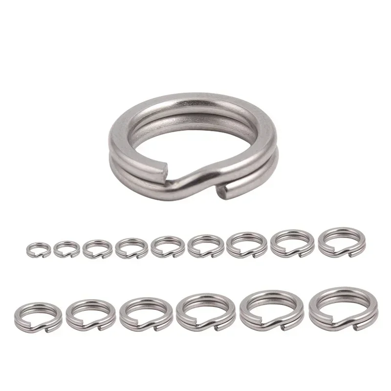 50pcs Split Ring Keyrings Strong Fishing Connectors Snap Rings Stainless Steel Key Chain Links Hooks