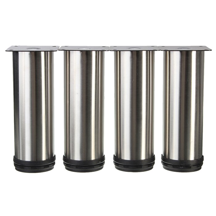 4Pcs Cabinet Legs Adjustable Stainless Steel Furniture Feet Round Stand Holder 15cm