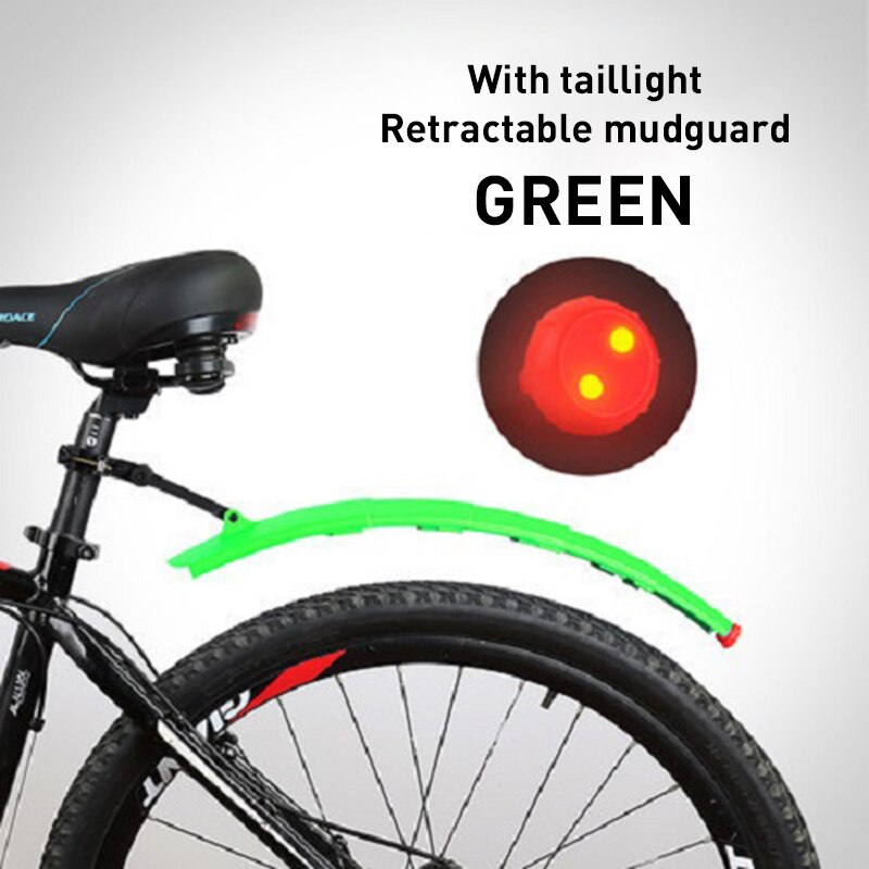 26 Inch Mtb Fiets Fenders Met Led Achterlicht Fiets Vleugels Spatbord Opvouwbare Intrekbare Pvc Fietsen Duurzaam Spatbord: green