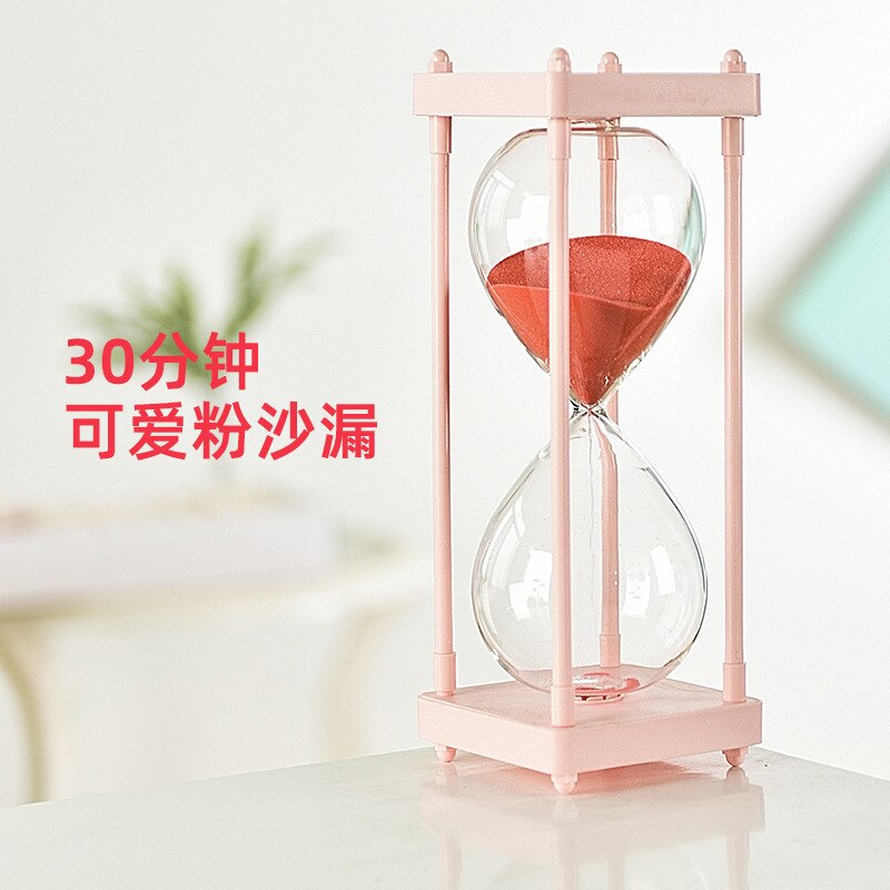 Gratis Belettering 30 Minuten Zandloper Tijd Timer Mintgroen Half Uur Hoge Borosilicaatglas Zandloper Grappige Kinderen Dag: Lovely Pink
