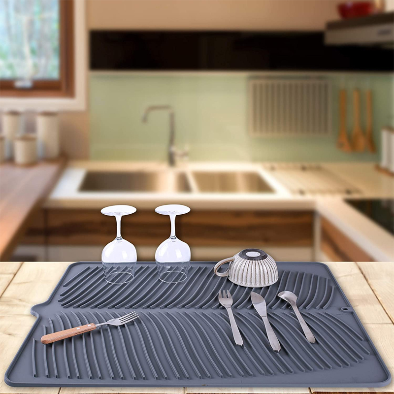 Silicone Dish Drying Mat Heat Resistant Draining Mat Dishwasher Durable Cushion Pad Table Mat Sink Non Slip Dish Draining Tool