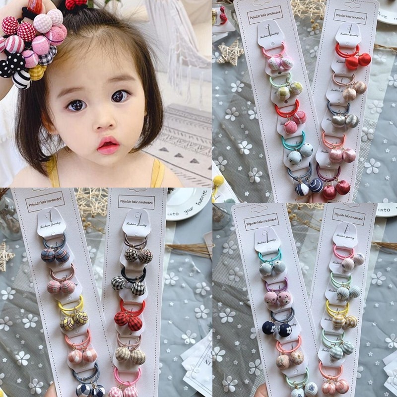 20 stuks/set kinderen pluche haarelastiekjes touw ballen geruite knoop peuters elastische haarband hoofdband baby staart haar meisjes accessoires