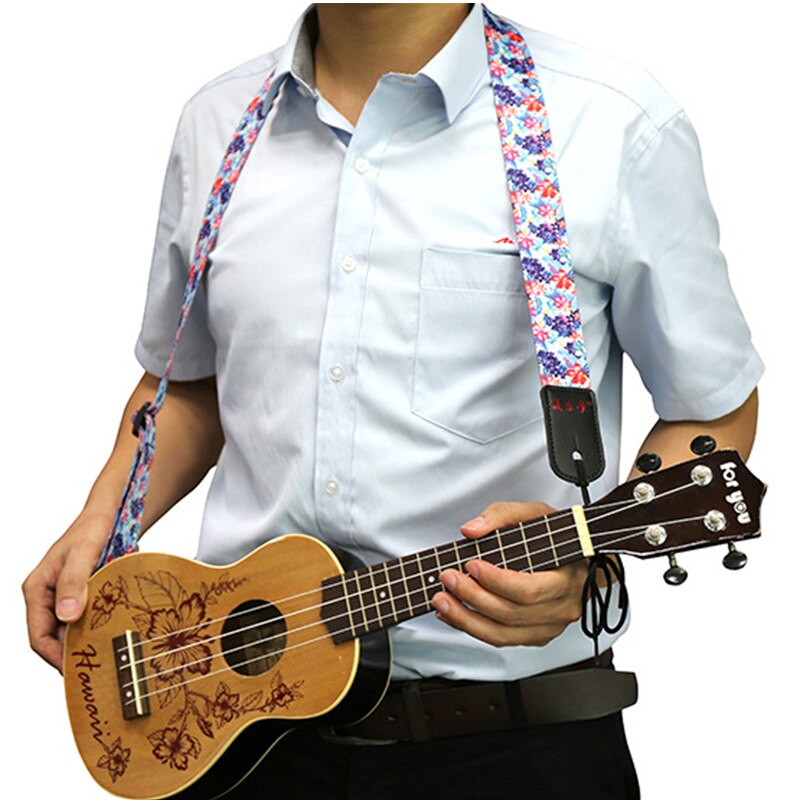 Sangle de queue pour Ukulele, motif de fleurs porte-bonheur ethnique hawaïen, petite lanière imprimée sur guitare,