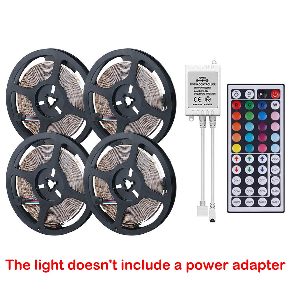 5/10/20m SMD 2835 LED Strip Light IP33 RGB Flexible Tape Ribbon Lamp with 12V 44 Keys Remote Controller for Room Decoration