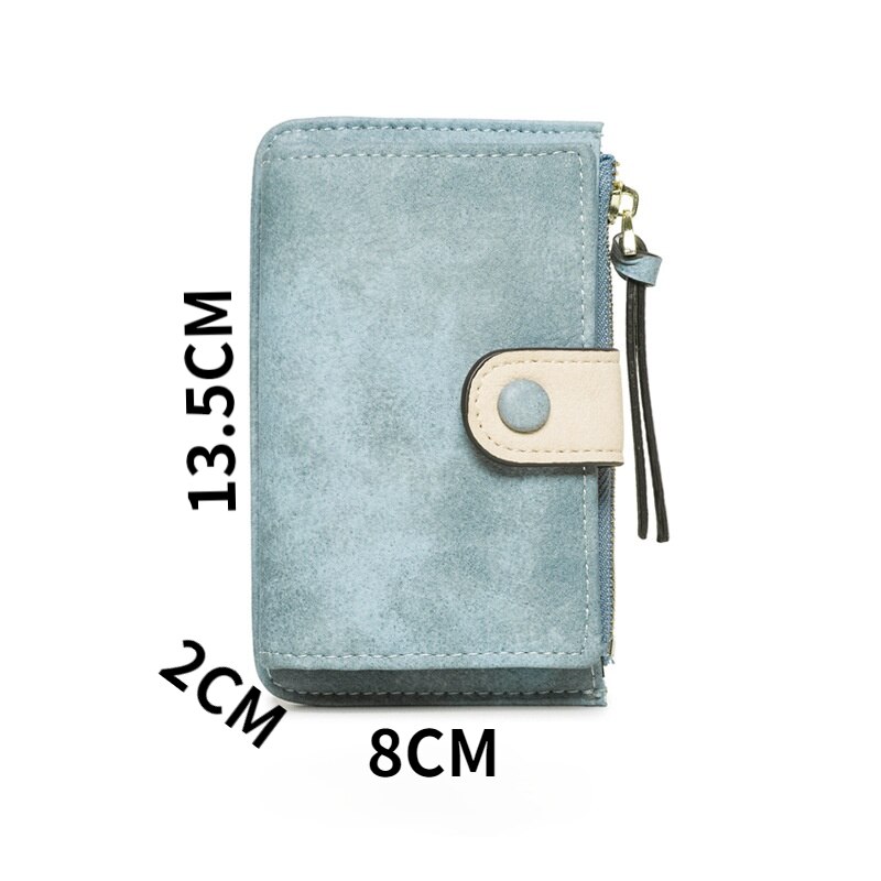 Key Wallets for Women Leather Wallet with Coin Pocket Wallet Crediet Card Holder Women Short Wallet Key Organizer: Light blue