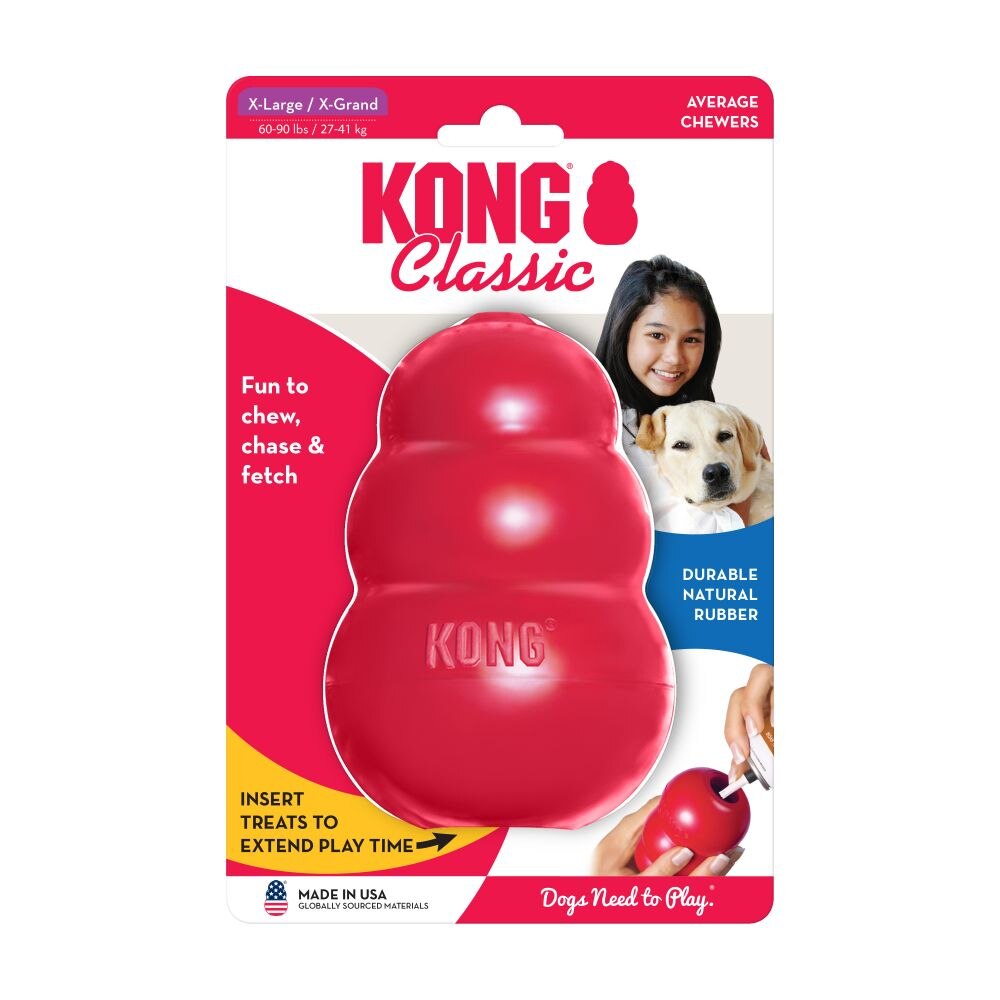XL-Size KONG Classic Dog Chew Toy Collection Up to 60-90lbs(27-41kg): Red
