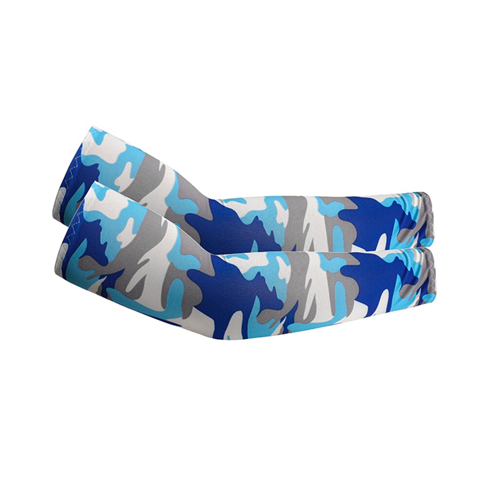 1 paio di sport estivi assorbenti per il sudore protezione UV Unisex set di bracci freddi per ciclismo pallacanestro correre maniche da braccio da pallavolo: Camo Blue