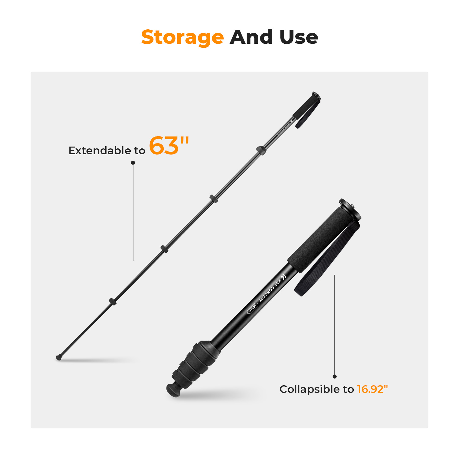K&F Concept 63-calowy monopod do aparatu 5-sekcyjny aluminiowy monopod Lekkie przenośne akcesoria do aparatów fotograficznych Nikon Canon Leica