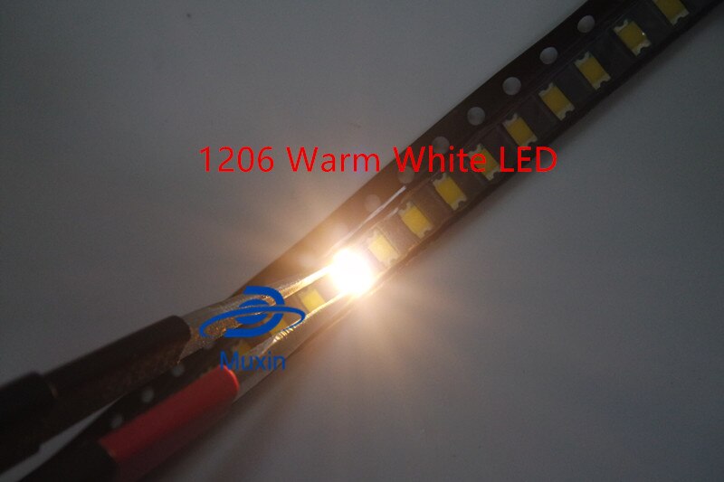 100pcs SMD 1206 (3216) SMT Warm White 2800K - 3200K Surface Mount 3V LED Chip Light Emitting Diode Lamp SMD Electronic Component