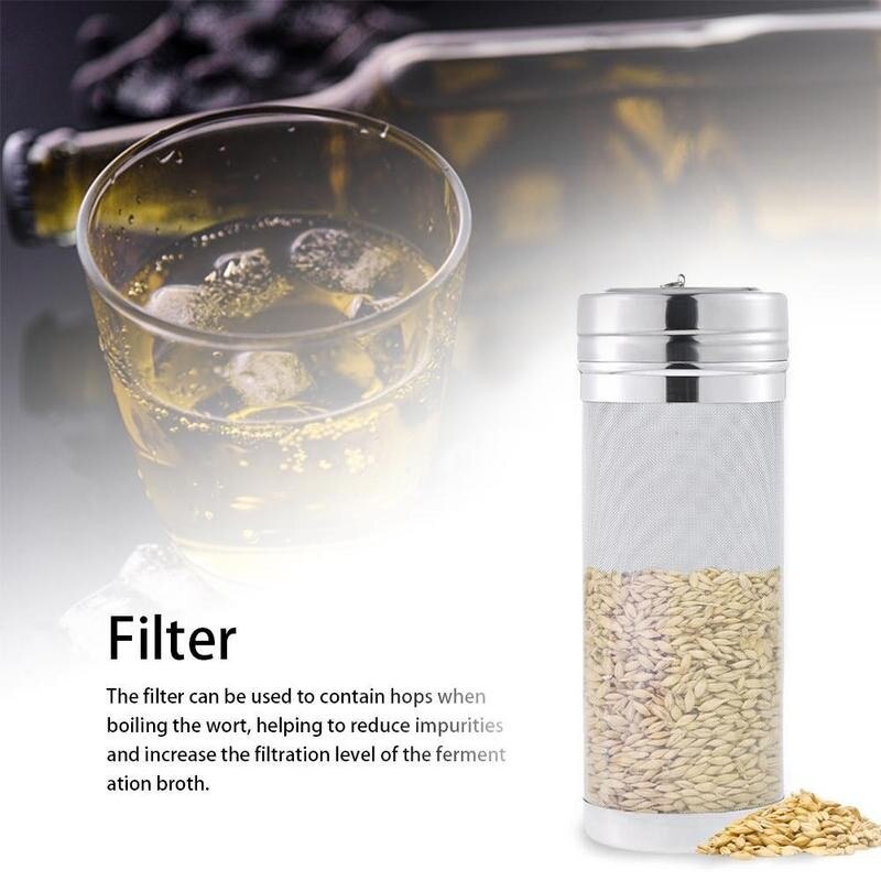 1 Uds. De cartuchos de filtro de cerveza de acero, filtro de cerveza elaborado de Hop, malla de acero inoxidable, filtro para cubo de vino casero