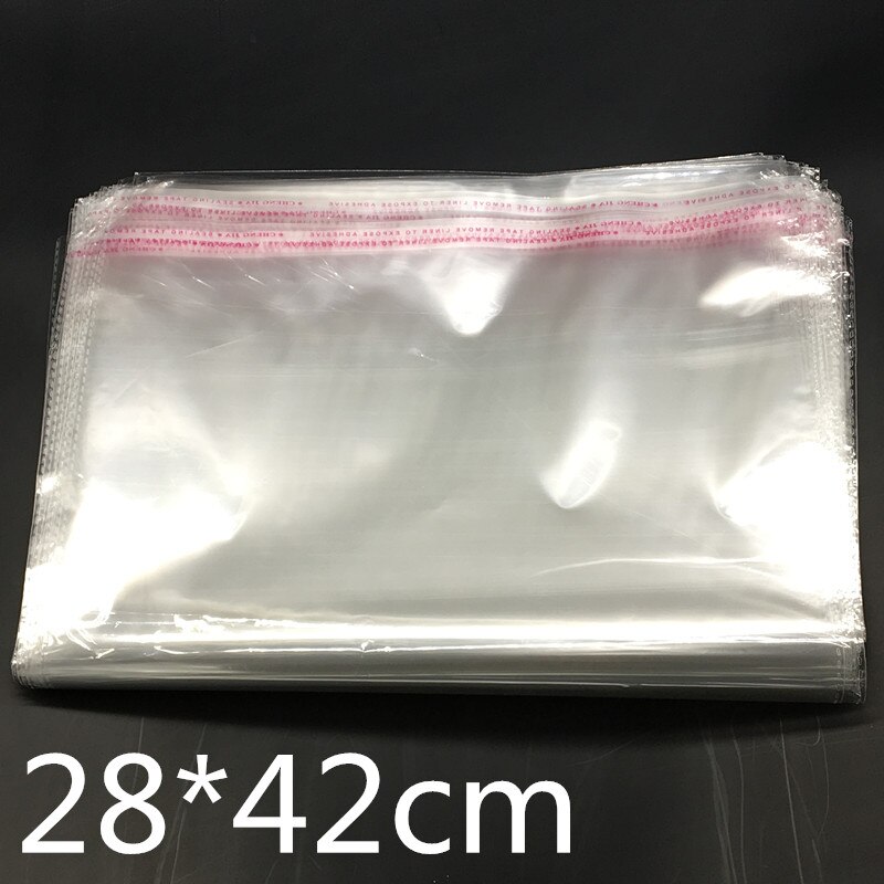 100 Stks Clear Zelfklevend Seal Plastic Zakken Transparant Opp Verpakken 28x42 cm