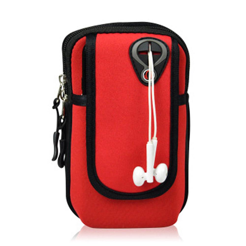 Universelle armbandtasche mit reißverschluss, sport-laufarmband-hülle für smartphones (iphone, android, samsung) bis 6 zoll: Rot