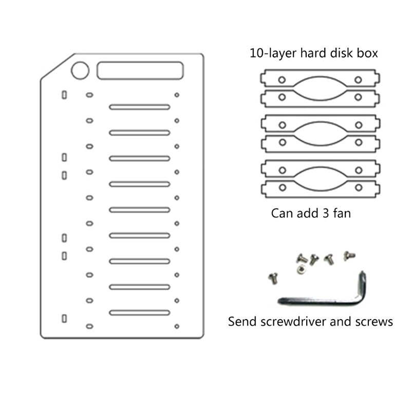 Rack SSD multistrato per Organizer per disco rigido da 3.5 &quot;scatola per disco rigido con staffa per desktop esterna trasparente con spazio per ventole: 10