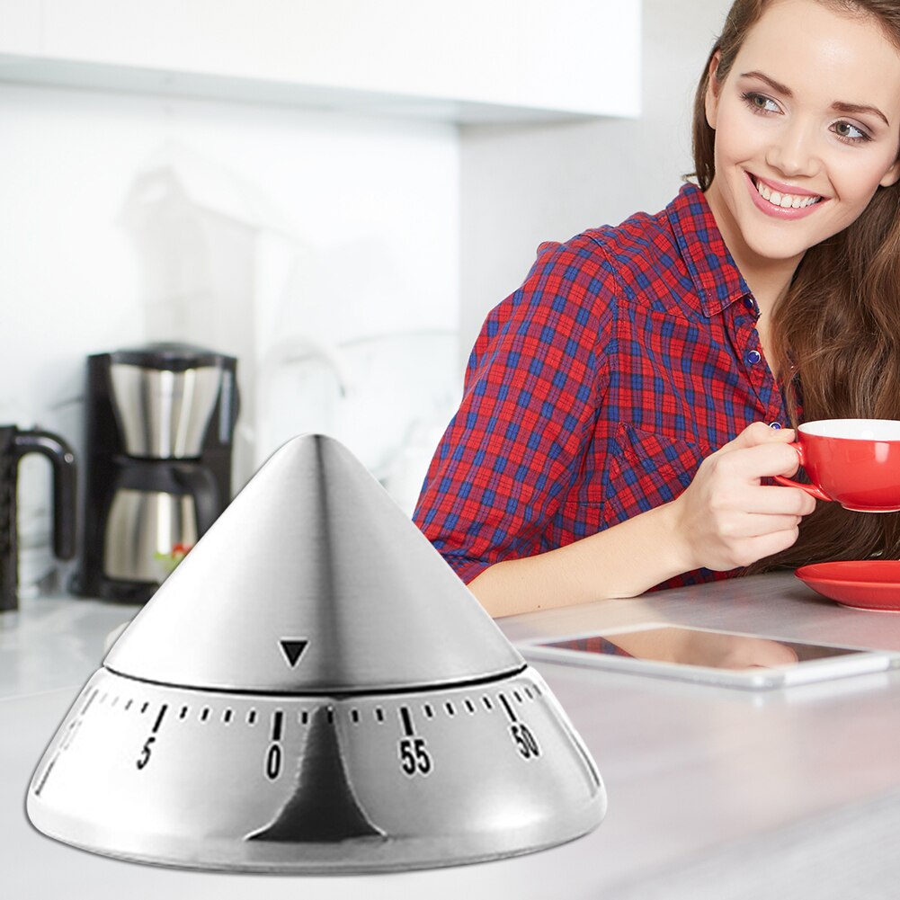 Stainless Steel Timer Home Mechanical Alarm Clock Countdown Time Reminder Family Kids Yoga Office Workout Home Timer