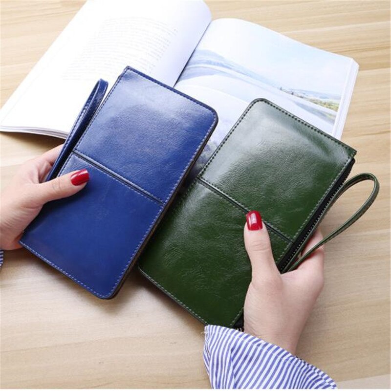 Vrouwen Office Lady Pu Lederen Lange Portemonnee Clutch Rits Business Wallet Bag Kaarthouder Grote Capaciteit Portemonnee