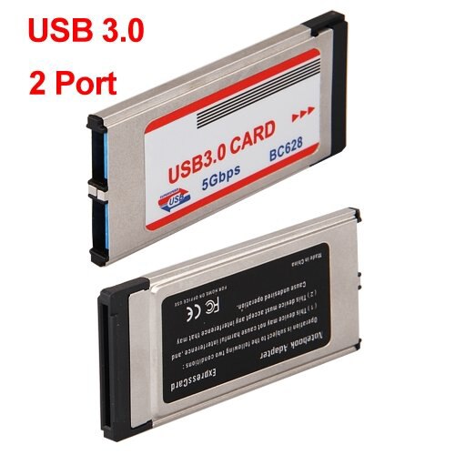 2 Port USB 3.0 Express Card Adapter Hub Cardbus for Laptop-CAA