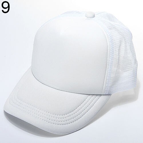 Unisex Trucker Cap Baseball Mesh Adjustable Hats: White