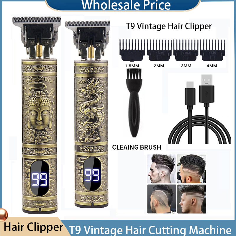 Tondeuse à cheveux électrique vintage T9, charge rapide USB, machine de découpe, rasoir portable, barbier